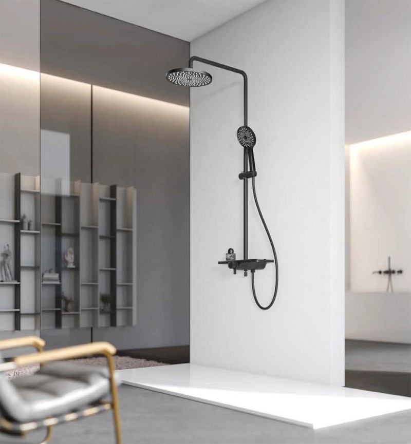 ARONA sprchový sloup s baterií a napouštěním, černá mat SL210B