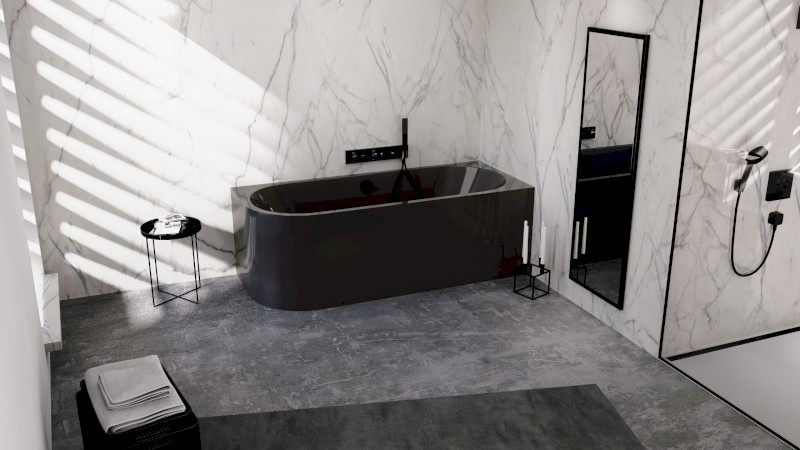 VIVA R MONOLITH asymetrická vana 180x75x60cm, šedá 72129M.30