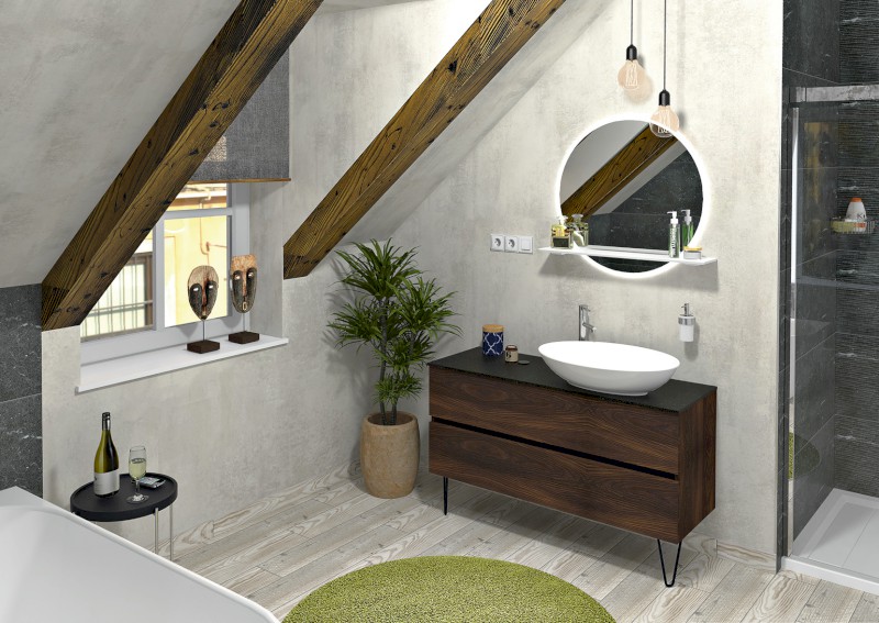 ODETTA umyvadlová skříňka 118x50x43,5cm, dub Alabama DT120-2222