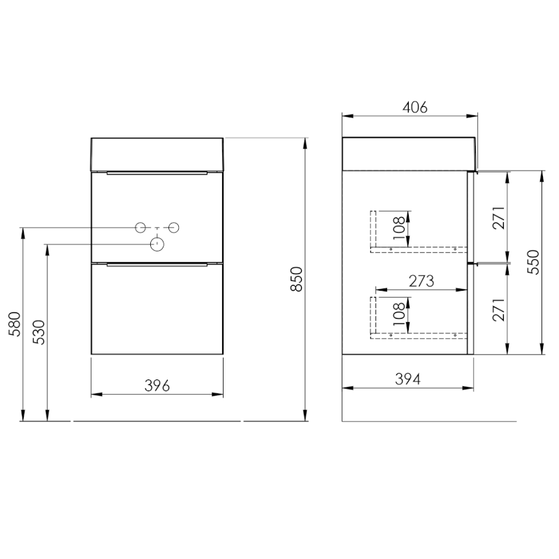 EMONA umyvadlová skříňka 39,4x55x39cm, dub cuneo EM040-2525