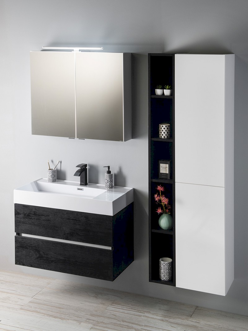 RIWA galerka s LED osvětlením, 81x70x17cm, dub alabama RIW080-0022