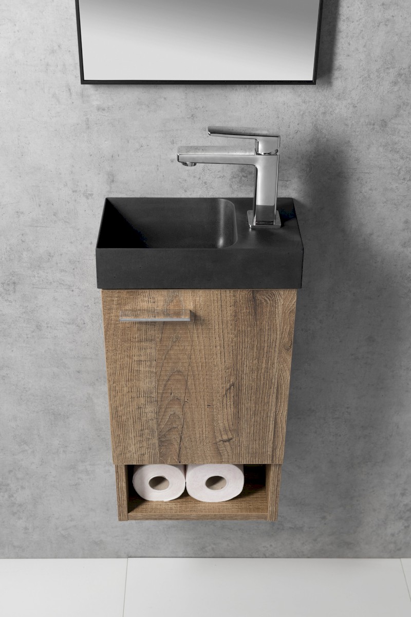 PICCOLINO betonové umývátko 30,8x17cm, baterie vpravo, antracit mat PK30516