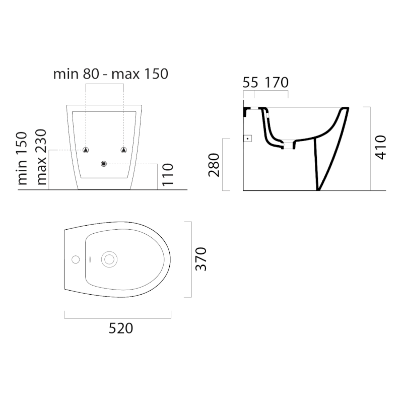 MODO bidet stojící 37x52cm, creta mat 9862108