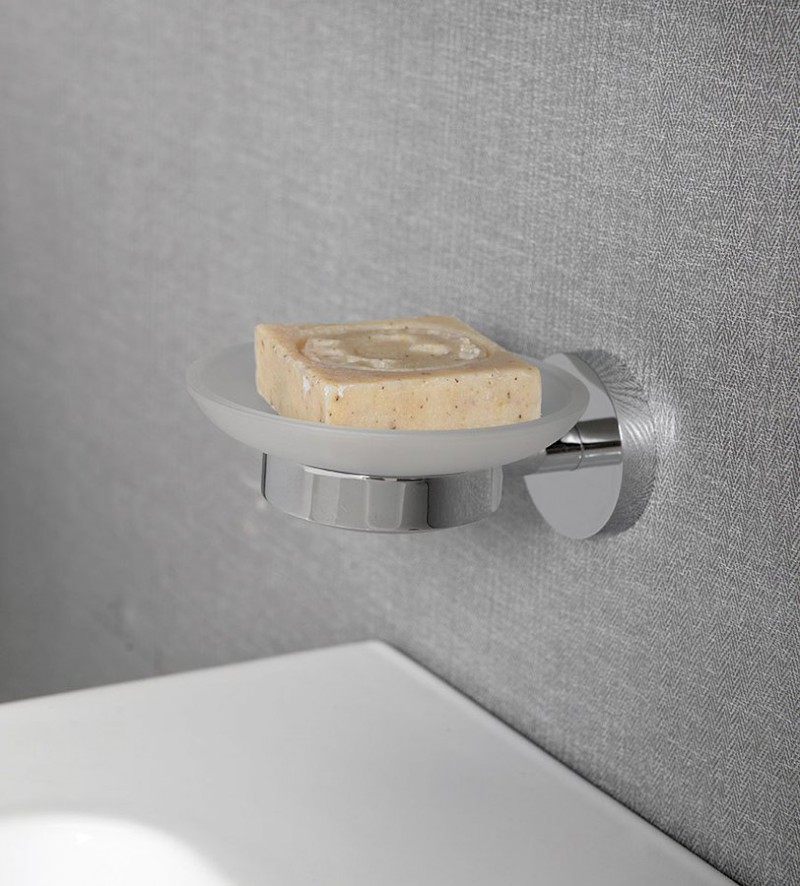 X-ROUND mýdlenka, mléčné sklo, chrom XR803