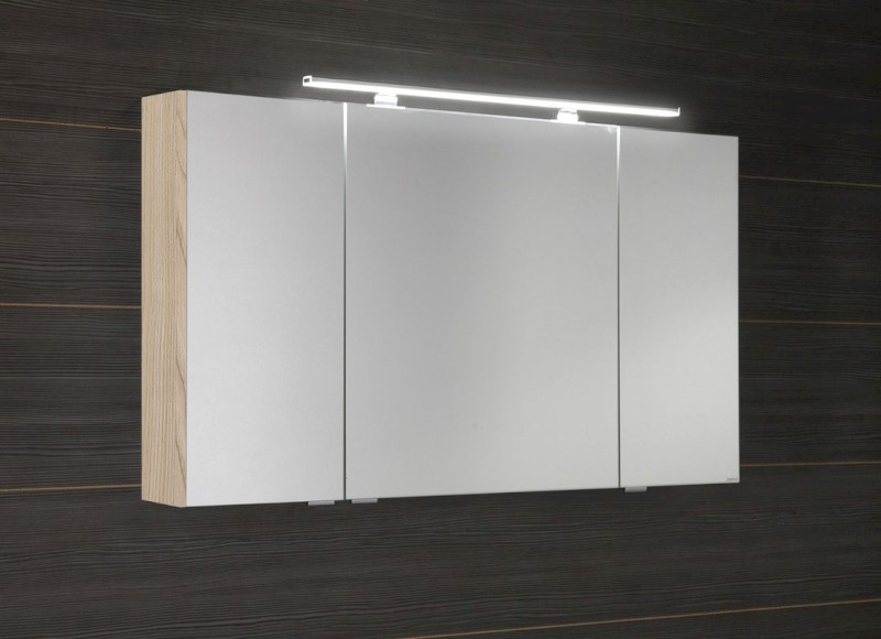 MIRRÓ galerka s LED osvětlením, 3x dvířka, 120x70x16cm, jilm bardini MC121-0013