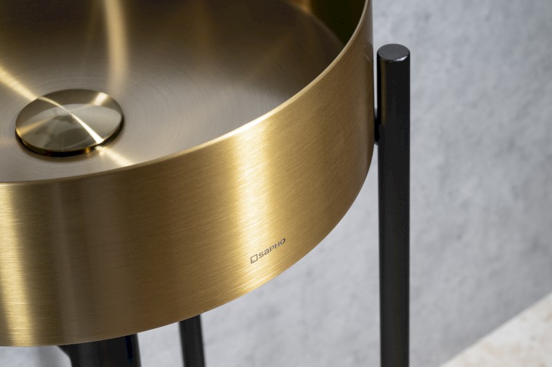 AURUM nerezové umyvadlo na desku, průměr 38cm, včetně výpusti, zlato mat AU201