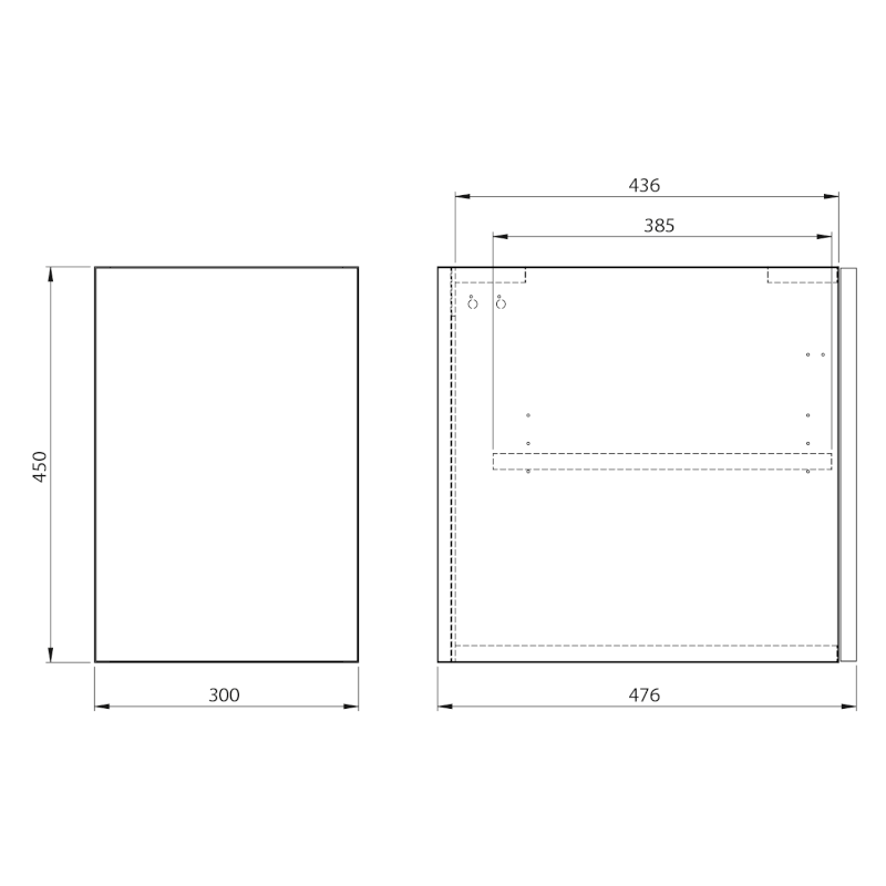 WAVE skříňka spodní dvířková 30x45x47,8cm, pravá/levá, bílá/dub cuneo WA030-3025