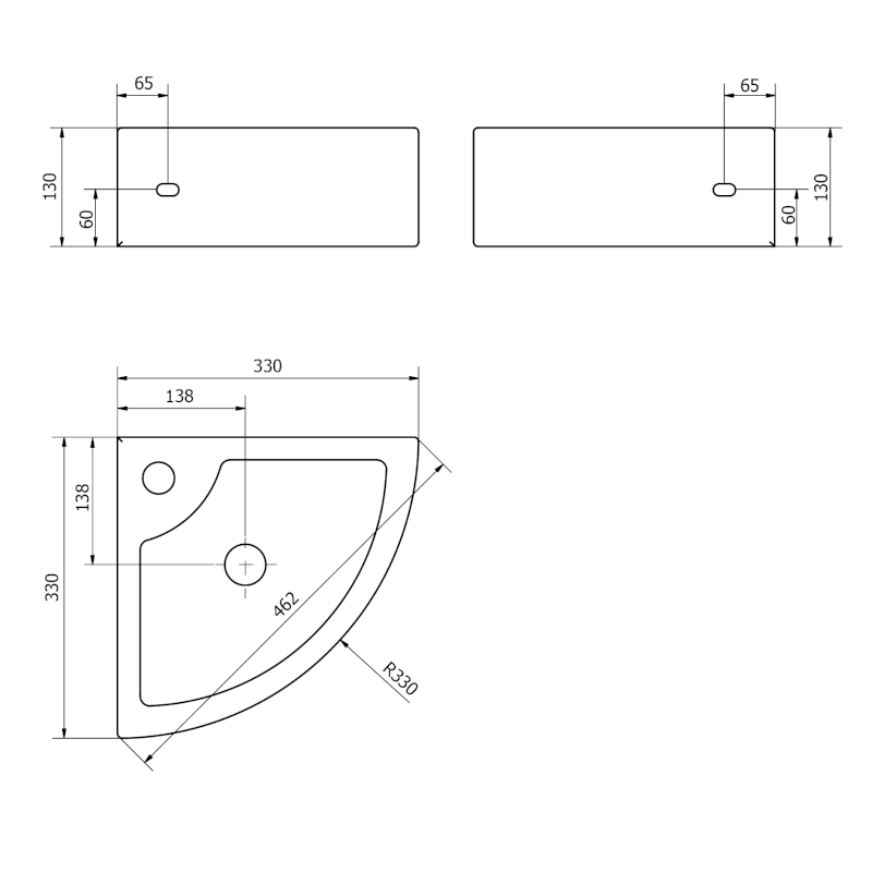 GYNT keramické umyvadlo, rohové, 33x33 cm, bílá AR154