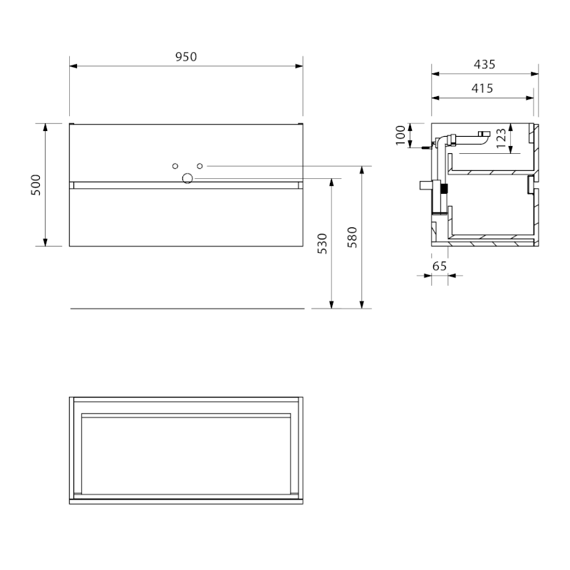 ODETTA umyvadlová skříňka 95x50x43,5cm, dub stříbrný DT100-1111
