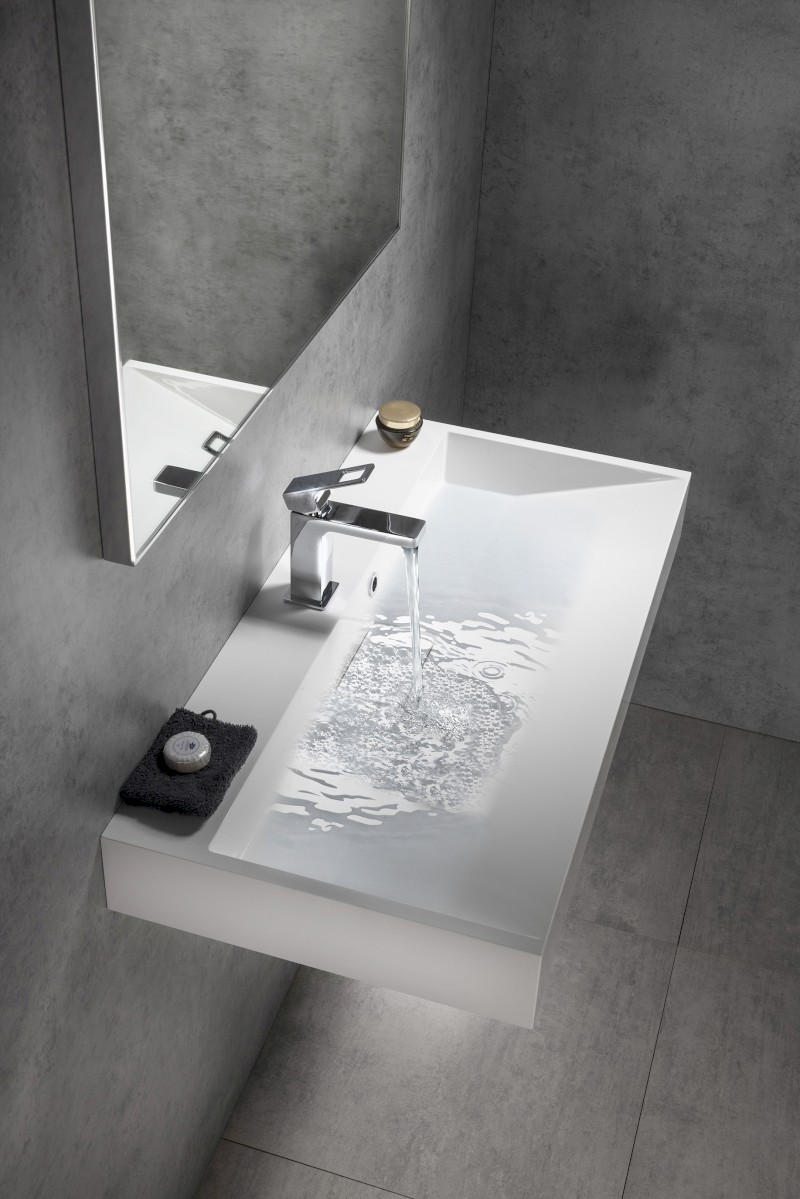 AMUR umyvadlo, litý mramor, 90x46cm, kryt výpusti, bílá 55032