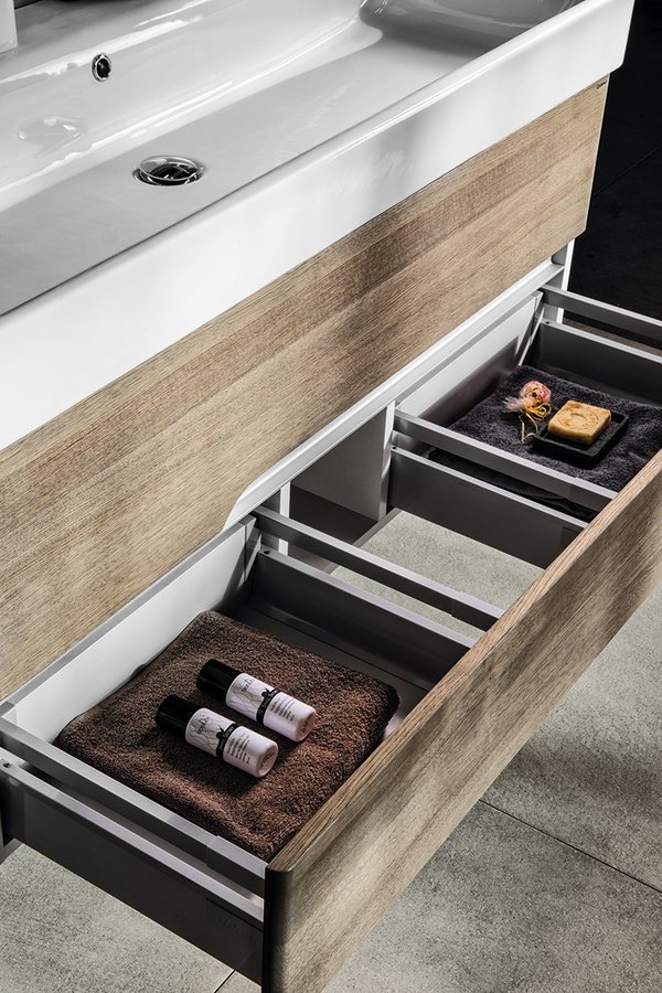 MEDIENA umyvadlová skříňka 117x51x48,5cm, bílá mat/dub graphite MD121