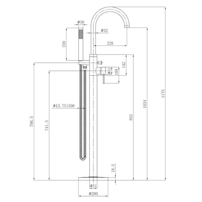 CETO vanová baterie s připojením do podlahy, chrom BV357