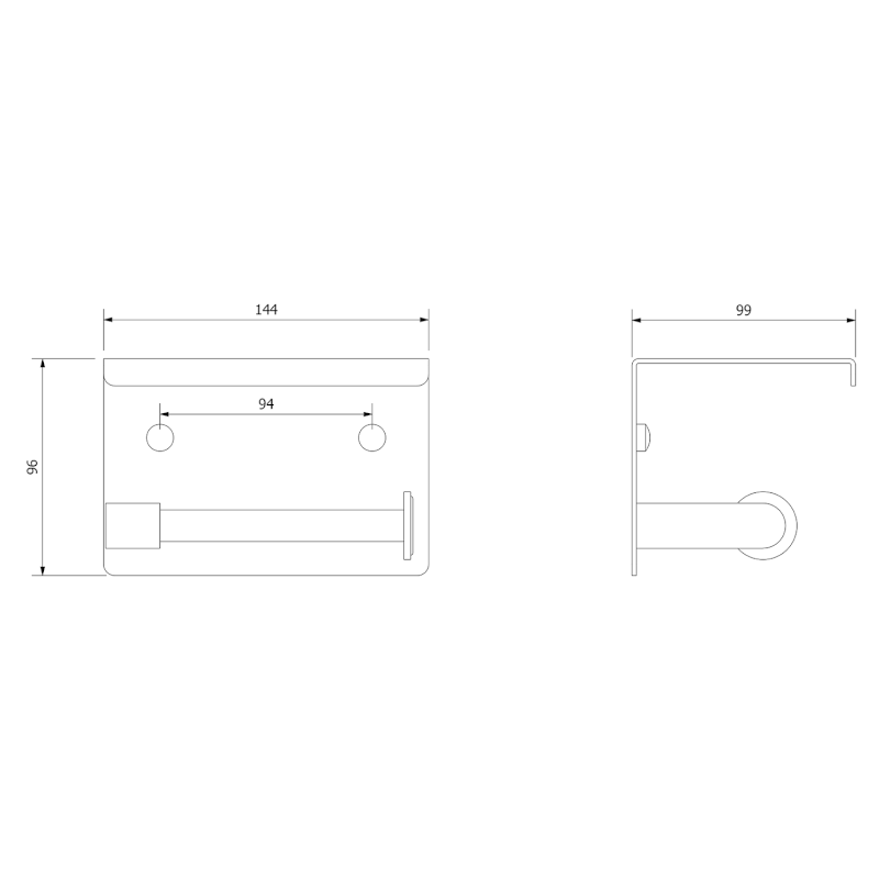 Držák toaletního papíru s poličkou, chrom 2839