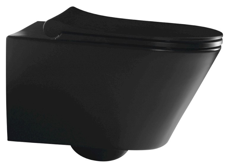 AVVA závěsná WC mísa, Rimless, 35,5x53cm, černá mat 100314-110
