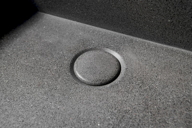 QUADRADO betonové umyvadlo včetně výpusti, 46x46cm, černý granit AR468