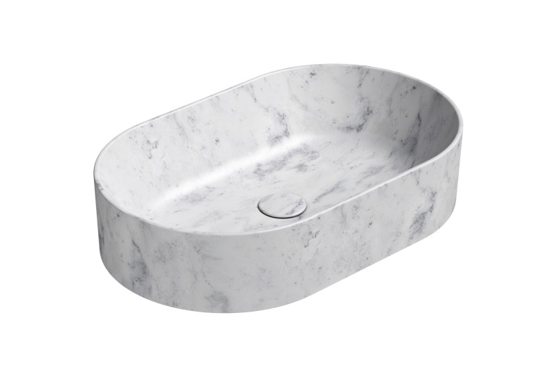 ALTACERAMICA keramické umyvadlo na desku, 60x37cm, oválné, mramor/bílá mat AC30535