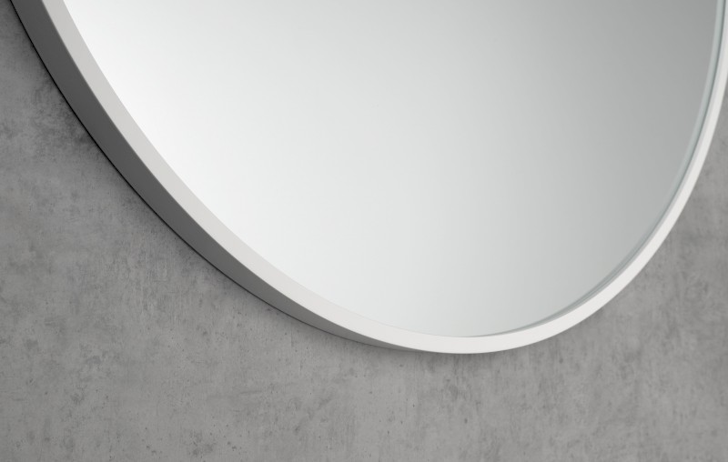 NOTION SLIM kulaté zrcadlo v rámu ø 50cm, bílá mat NT500W