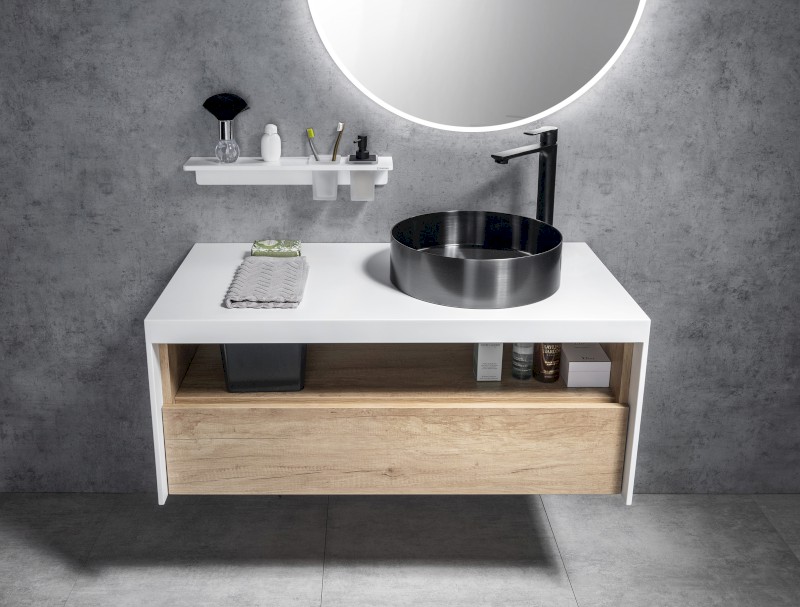 VIERA umyvadlová skříňka 80x44x50cm, bílá mat/dub Alabama VA080-2222