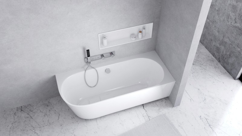 SUSSI R rohová stojící vana, litý mramor 160x70x49,5cm, bílá 90191R