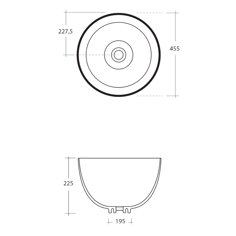 DOME keramické umyvadlo na desku vysoké, Ø 45,5cm, bílá WH030