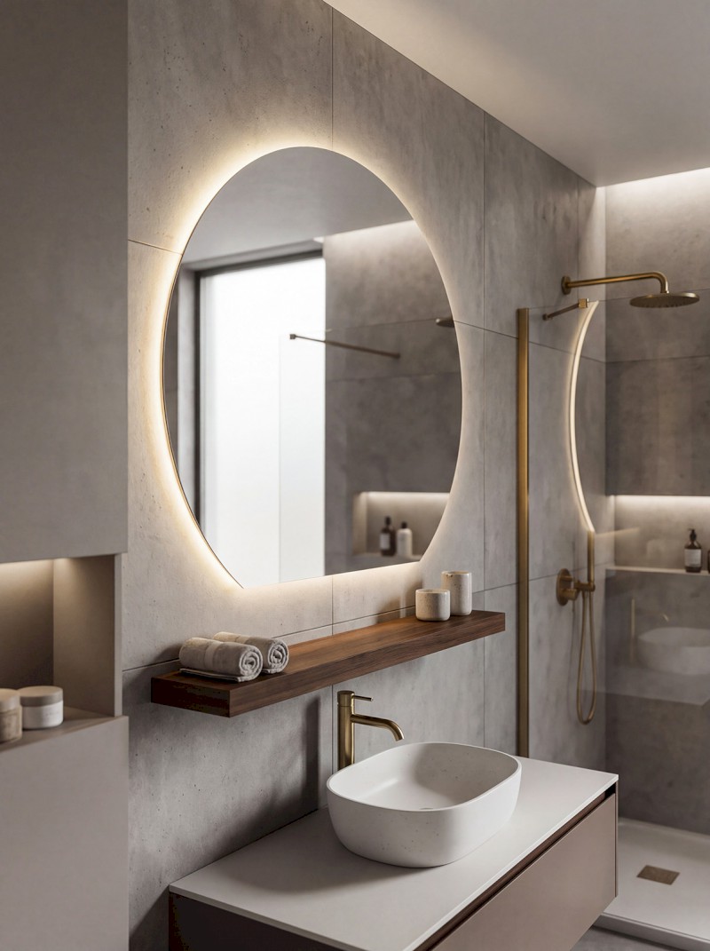 DARA CUT zrcadlo s LED podsvícením 20W, ø 100x90cm, topná fólie 34900CI