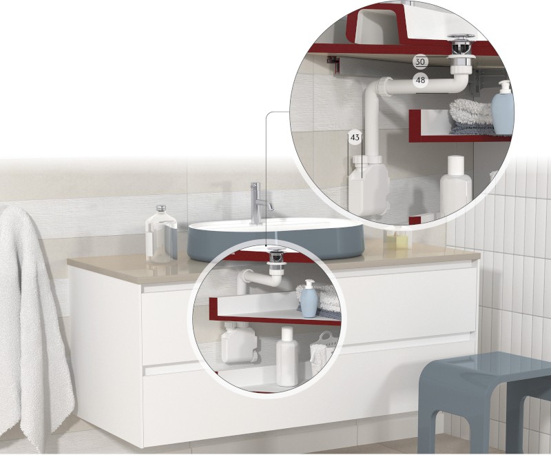 SQUID nábytkový sifon šetřící místo, 5/4