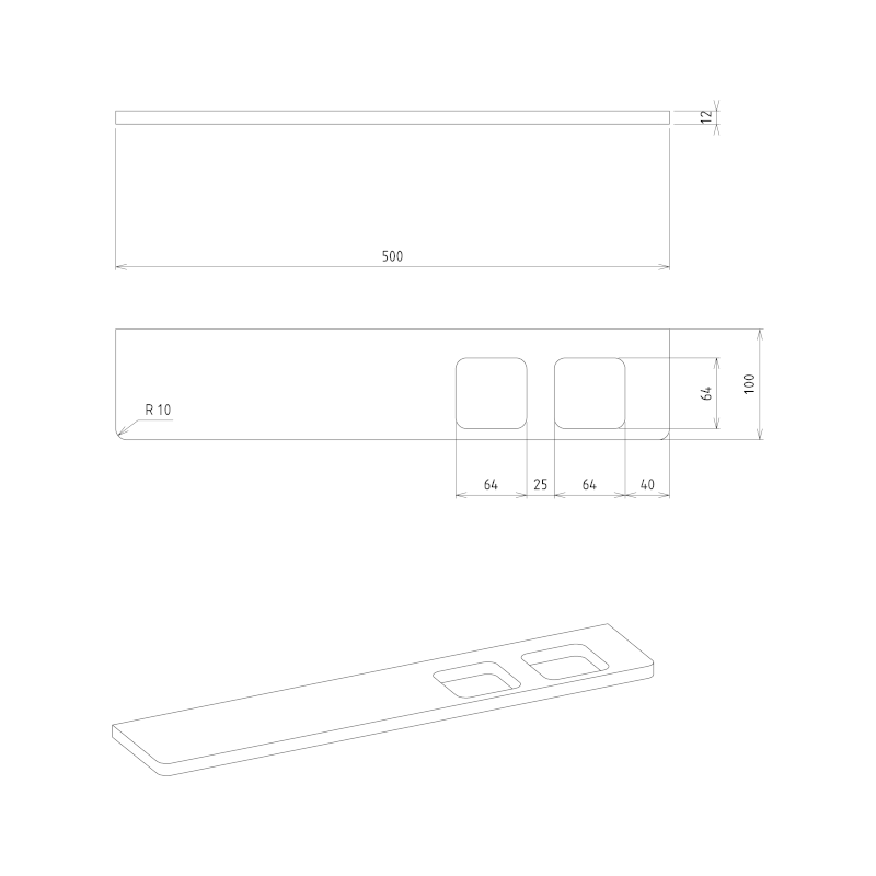 ABELINE police rockstone 500mm, 2x otvor, bílá mat AB502-0101