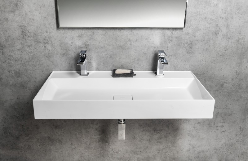 GODIVA dvojumyvadlo, litý mramor, 96x44cm, bílá GU096-2