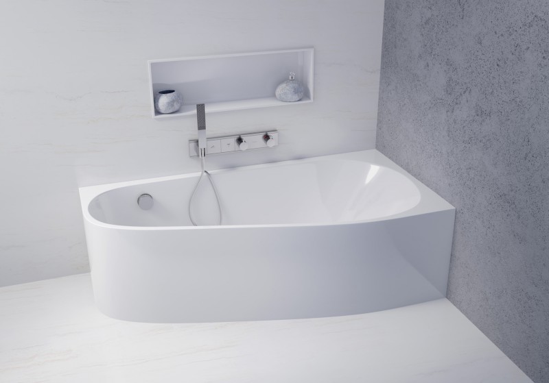 PROJEKTA R MONOLITH asymetrická stojící vana 156x77x60cm, bílá 21111M
