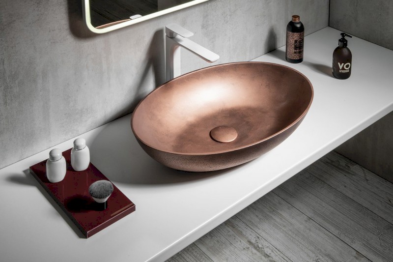 FORMIGO betonové umyvadlo na desku, 60x40cm, měď mat FG220