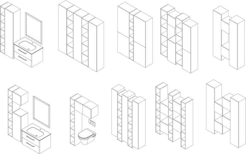 ESPACE otevřená policová skříňka 20x172x32cm, jilm bardini ESC100-1313