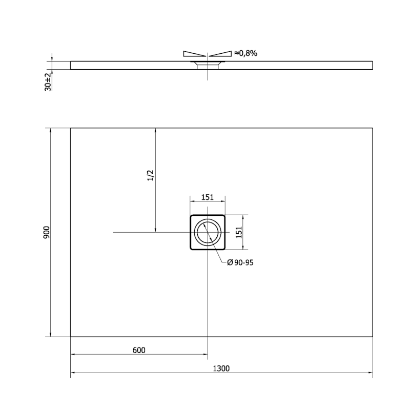 FLEXIA vanička z litého mramoru s možností úpravy rozměru, 130x90cm, antracit mat 72896.51