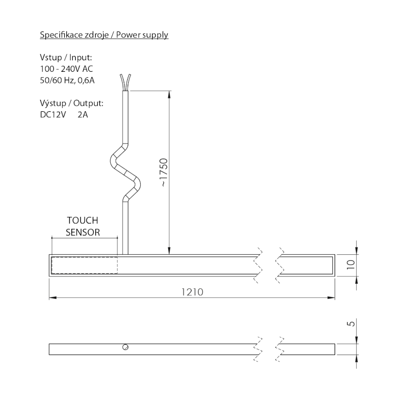 LOREA LED pásek 121cm, 1,2W, 3000K LED120