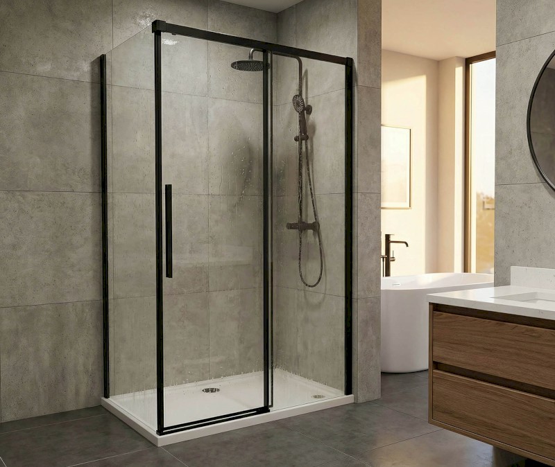 LUXOR BLACK boční stěna 900mm, čiré sklo GU5690B