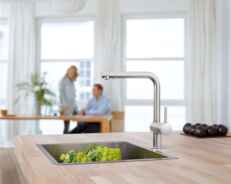 Minta Dřezová baterie s výsuvnou sprškou, supersteel GROHE 30274DC0