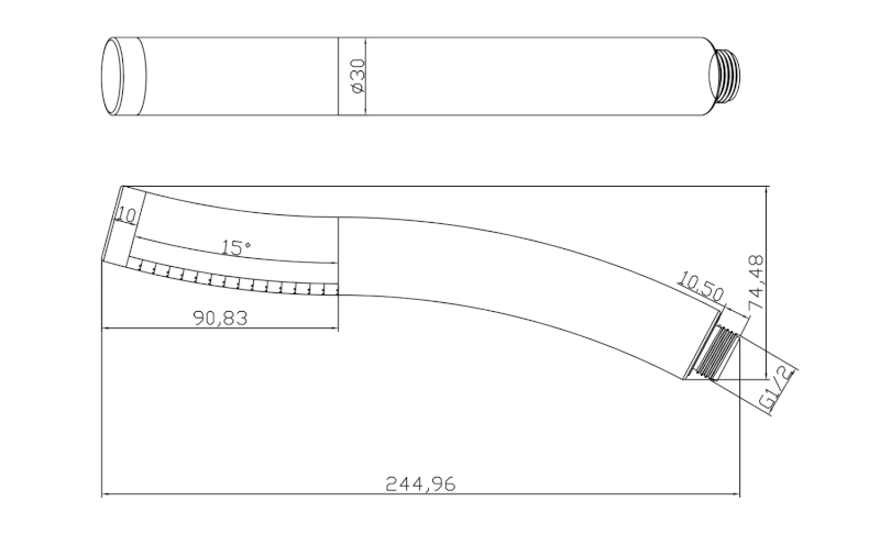 Ruční sprcha, 245mm, ABS/černá/chrom 2503
