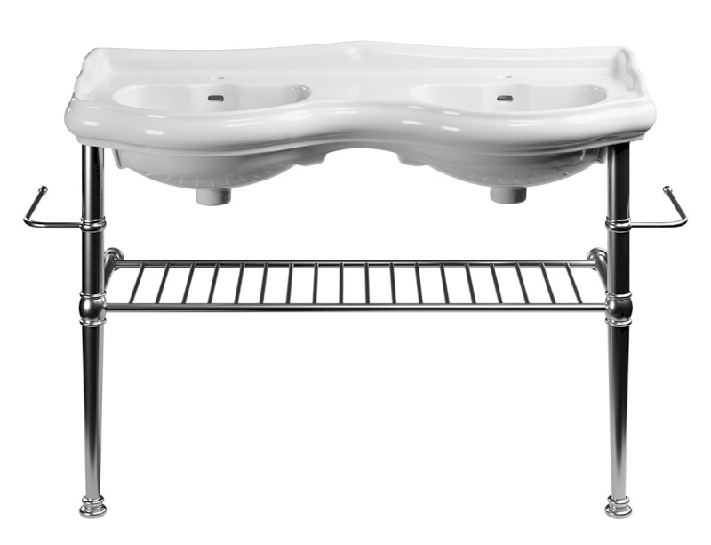 RETRO konstrukce pro dvojumyvadlo 120cm s poličkou, chrom 730190