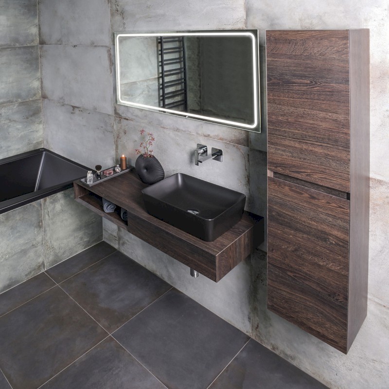 MORIAN umyvadlová skříňka 100x14x48cm, dub černý, pravá MR126