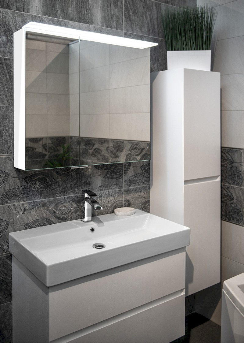 LINEX galerka s LED osvětlením, 80x70x15cm, bílá LX080-0030