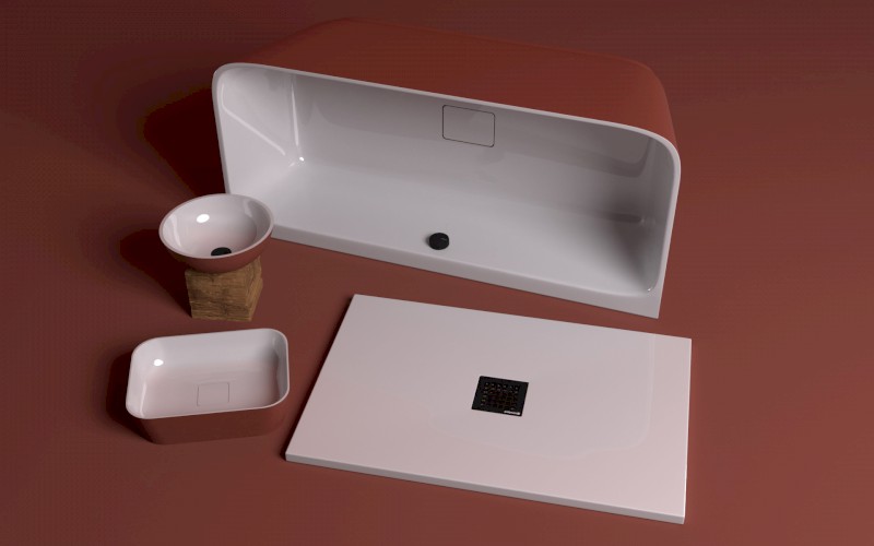 BANERA SQUARE umyvadlo na desku, litý mramor, 50x36cm, bílá/hnědá mat 14596.72