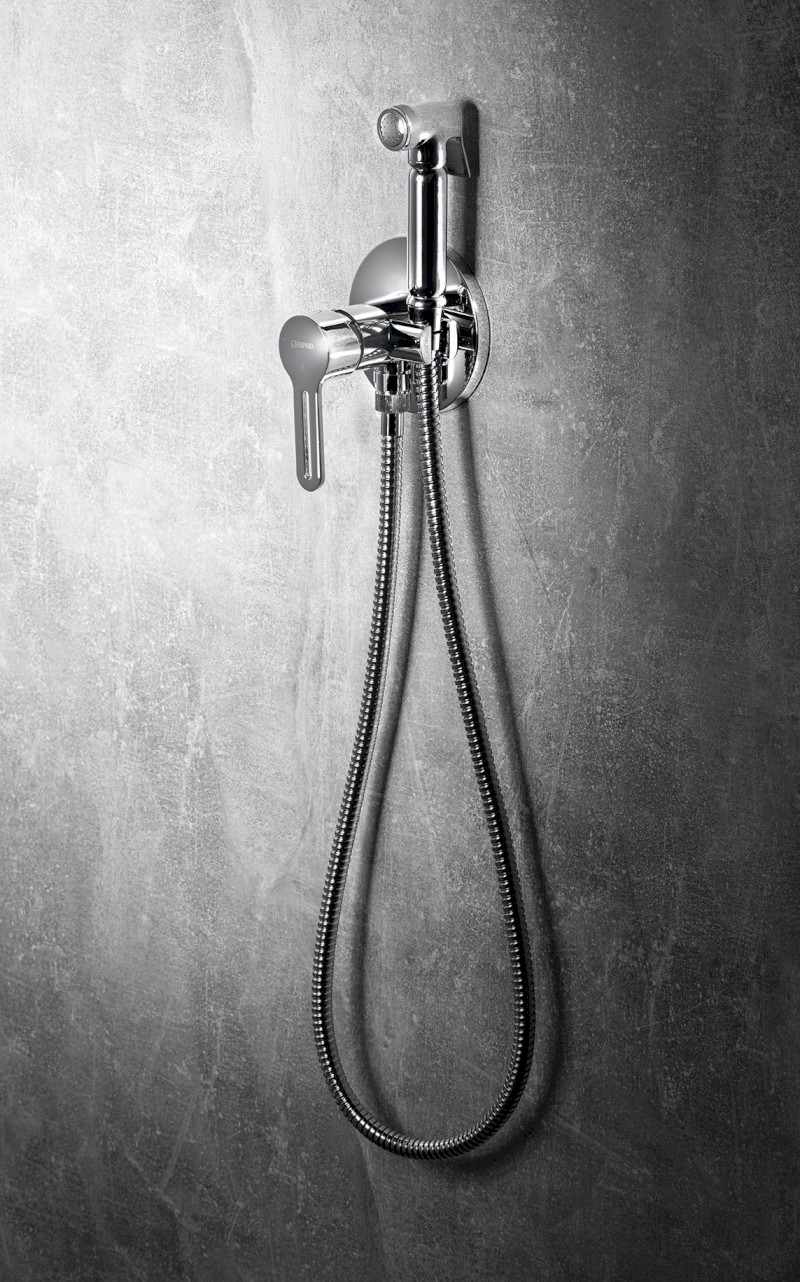 Podomítková bidetová baterie se Stop sprškou, kulatá, chrom 1103-07