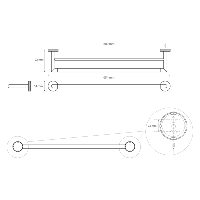 LARISSA dvojitý držák ručníků 600mm, černá/zlato mat WS011BG