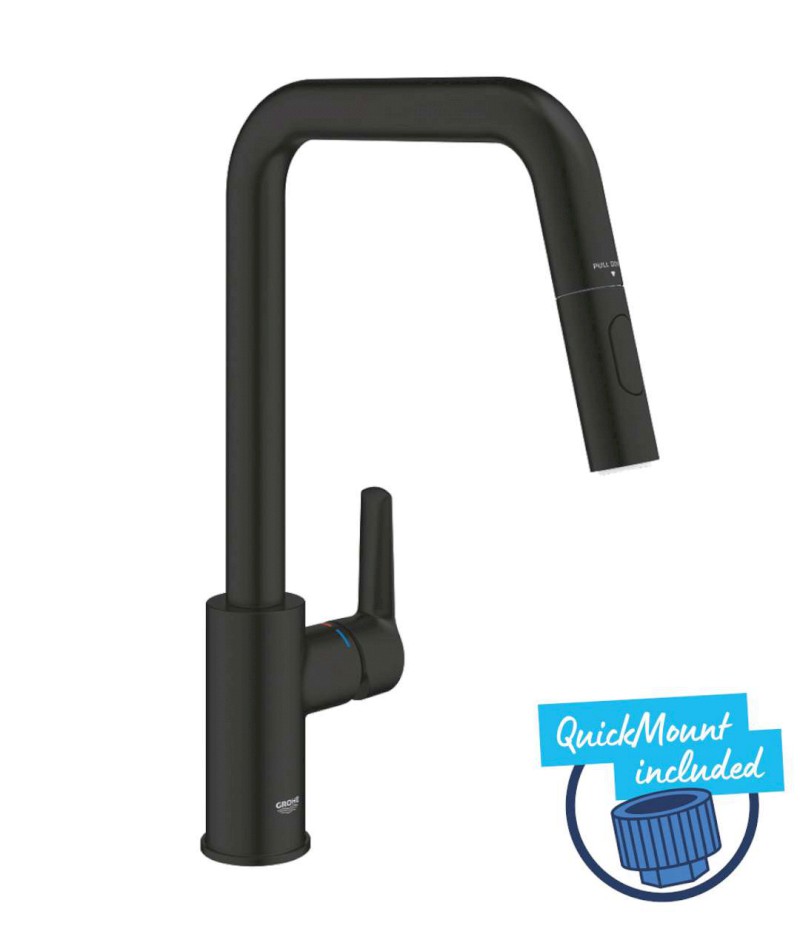 QuickFix Start Dřezová baterie s výsuvnou sprškou, matná černá GROHE 306312430