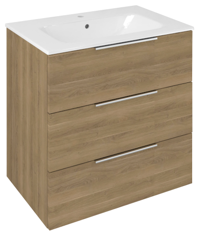 CIRASA umyvadlová skříňka 69,8x75x46cm, 3x zásuvka, dub cuneo CR731-2525
