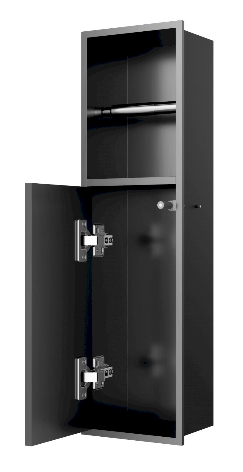 DENBO zapuštěný držák toaletního papíru do obkladu, 600x170 mm, nerez, gun metal 1301-60B