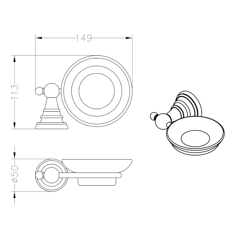 DIAMOND mýdlenka, mléčné sklo, bronz 1318-02