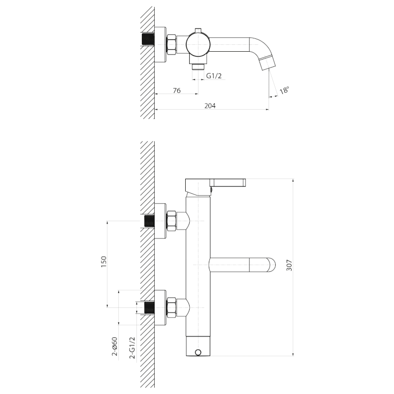 ICONIC nástěnná vanová baterie, zlato mat AF010GB