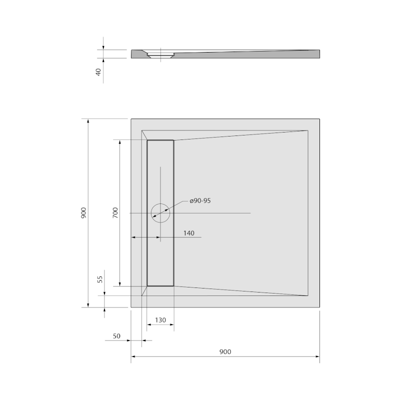 ARENA sprchová vanička z litého mramoru se záklopem, čtverec 90x90cm, bílá 71601