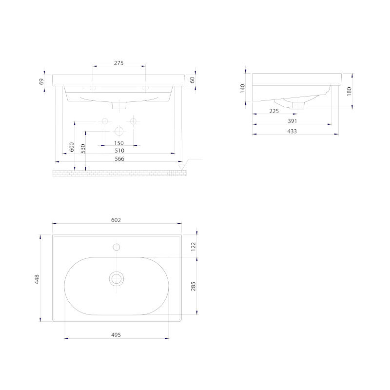 BRAND keramické umyvadlo 60x45cm, bílá TU0428