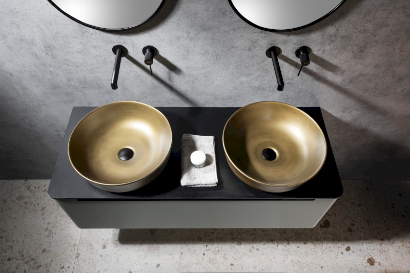 PRIORI keramické umyvadlo na desku, Ø 41,5cm, bronz PI032